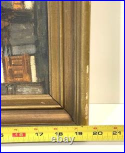 Vintage Basilica Church Interior Painting On Canvas Signed Framed