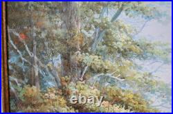 Vintage Bathing Swans Lilly Pads Landscape Oil Painting Canvas Signed Mcdonald