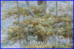 Vintage Bathing Swans Lilly Pads Landscape Oil Painting Canvas Signed Mcdonald