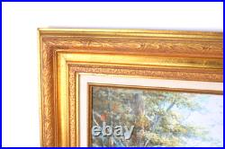 Vintage Bathing Swans Lilly Pads Landscape Oil Painting Canvas Signed Mcdonald