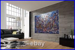 Vintage Beauty 131 Painting Jackson Pollock art 72 Drip Style Blue artwork