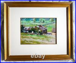 Vintage Ben Konis Painting of Farmhouse in Landscape Well Listed Signed