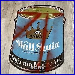 Vintage Benjamin Moore Co Paints Wall Satin Heavier metal sign 35 Mid Century