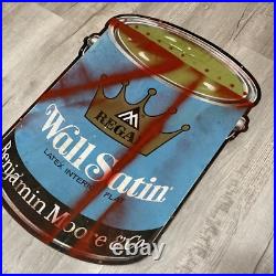 Vintage Benjamin Moore Co Paints Wall Satin Heavier metal sign 35 Mid Century