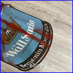 Vintage Benjamin Moore Co Paints Wall Satin Heavier metal sign 35 Mid Century