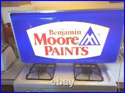 Vintage Benjamin Moore Paints Lighted Sign Paint Store Advertising 34X 18 Inch