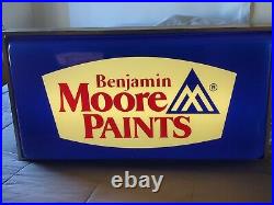 Vintage Benjamin Moore Paints Lighted Sign Paint Store Advertising 34X 18 Inch