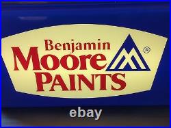 Vintage Benjamin Moore Paints Lighted Sign Paint Store Advertising 34X 18 Inch