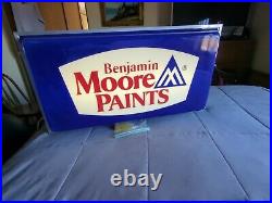 Vintage Benjamin Moore Paints Lighted Sign Paint Store Advertising 34X 18 Inch