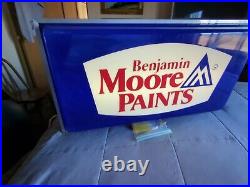 Vintage Benjamin Moore Paints Lighted Sign Paint Store Advertising 34X 18 Inch