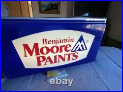 Vintage Benjamin Moore Paints Lighted Sign Paint Store Advertising 34X 18 Inch