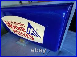 Vintage Benjamin Moore Paints Lighted Sign Paint Store Advertising 34X 18 Inch