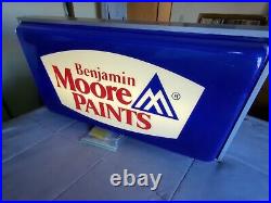 Vintage Benjamin Moore Paints Lighted Sign Paint Store Advertising 34X 18 Inch