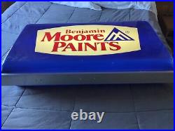 Vintage Benjamin Moore Paints Lighted Sign Paint Store Advertising 34X 18 Inch