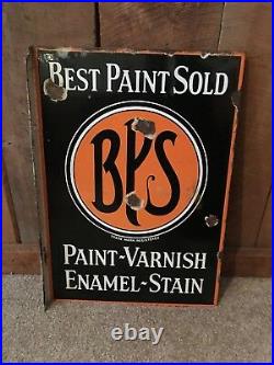 Vintage Best Paint Sold BPS Varnish Stain Porcelain Flange Double Sided Sign
