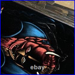 Vintage Black Velvet Painting Devil's Vices Mid Century Modern 60s 70s Signed