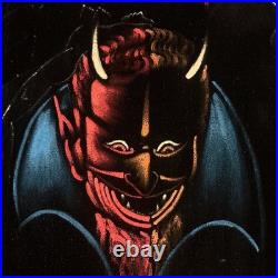 Vintage Black Velvet Painting Devil's Vices Mid Century Modern 60s 70s Signed