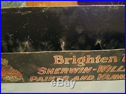 Vintage Brighten Up Sherwin-Williams Paints and Varnishes Tin Metal sign rack