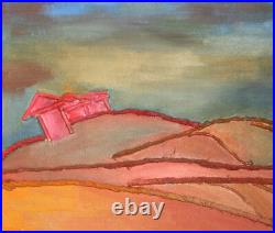 Vintage Bulgarian abstract collage oil painting signed