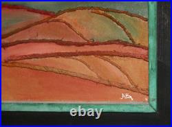 Vintage Bulgarian abstract collage oil painting signed