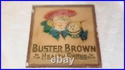 Vintage Buster Brown Shoes Glass Reverse Painted Advertising