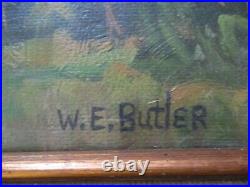 Vintage Butler Oil Signed Painting American Landscape Atmospheric Plein Air