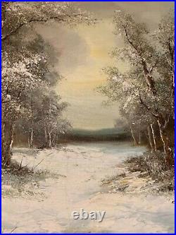 Vintage CLARA INNESS Oil Painting 31x27 Winter Landscape Signed 1874-1932
