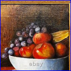 Vintage CS Hobbs Signed Still Life Fruit Oil Painting In 20 X 15.5 Wood Frame