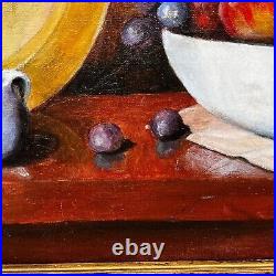 Vintage CS Hobbs Signed Still Life Fruit Oil Painting In 20 X 15.5 Wood Frame