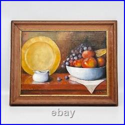 Vintage CS Hobbs Signed Still Life Fruit Oil Painting In 20 X 15.5 Wood Frame