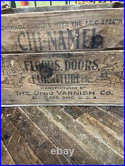 Vintage C. 1910 Chi-namel Wooden Crate Carrier Sign Ohio Varnish Co Chinese Rare