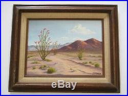 Vintage California Desert Painting Landscape Signed Connor 1960's Oil On Board