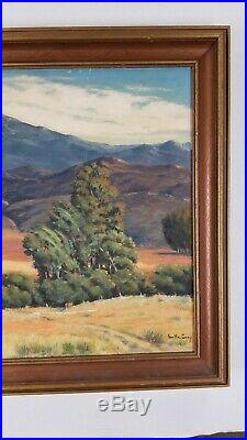 Vintage California Plein Air Landscape Eucalyptus Hills Oil Painting Signed Gray