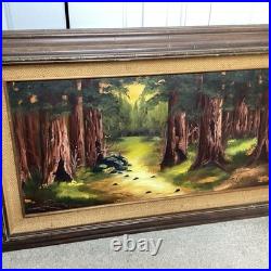 Vintage California Redwood Forest Oil Painting Signed By Sue Wheeler