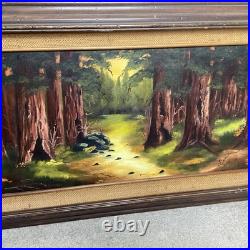 Vintage California Redwood Forest Oil Painting Signed By Sue Wheeler
