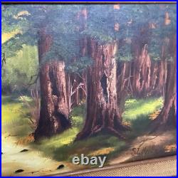 Vintage California Redwood Forest Oil Painting Signed By Sue Wheeler