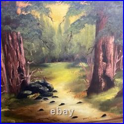 Vintage California Redwood Forest Oil Painting Signed By Sue Wheeler