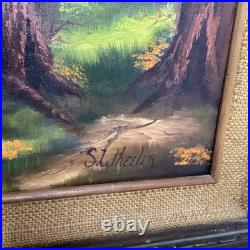 Vintage California Redwood Forest Oil Painting Signed By Sue Wheeler