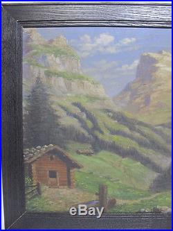 Vintage Carl Rungius SIGNED Oil on Canvas Cabin Mountain Landscape Painting yqz