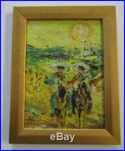 Vintage Carlos Lopez Ruiz Impressionism Painting Landscape Cowboy Expressionism