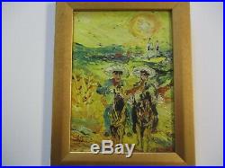 Vintage Carlos Lopez Ruiz Impressionism Painting Landscape Cowboy Expressionism