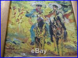 Vintage Carlos Lopez Ruiz Impressionism Painting Landscape Cowboy Expressionism