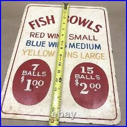 Vintage Carnival Amusement Boardwalk Fish Bowls Ball Toss Game Painted Sign