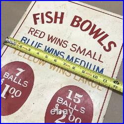 Vintage Carnival Amusement Boardwalk Fish Bowls Ball Toss Game Painted Sign