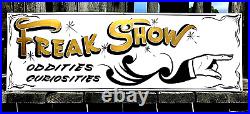 Vintage Carnival FREAK SHOW Oddities Metal Circus Park FAIR Hand Painted Sign