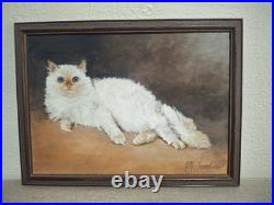 Vintage Cat Painting- Framed and Signed