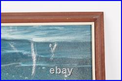 Vintage Children Playing On The Beach Oil Painting On Canvas Signed Illegible