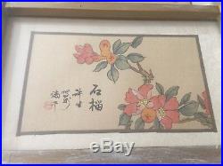 Vintage Chinese 6 Flowers Original Paintings on Silk, Signed, Framed