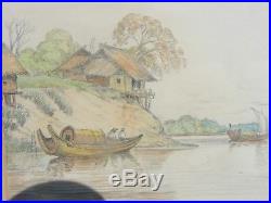 Vintage Chinese Thia Watercolor Painting Signed