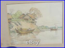 Vintage Chinese Thia Watercolor Painting Signed